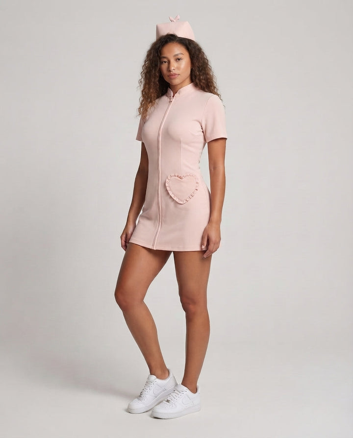 Women's sexy nurse costume with zipper and hood Mune Fashion