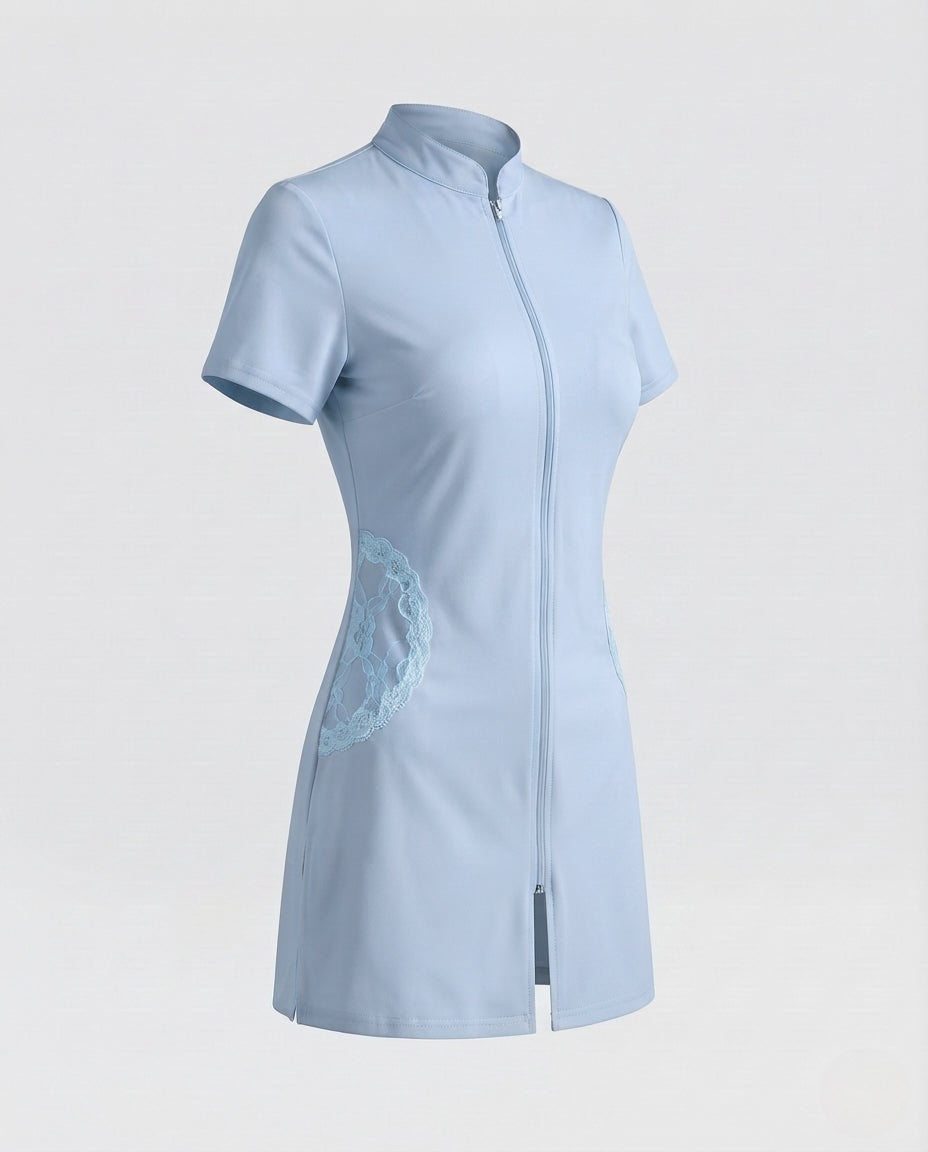 Women's sexy nurse costume with zipper and garter Mune Fashion