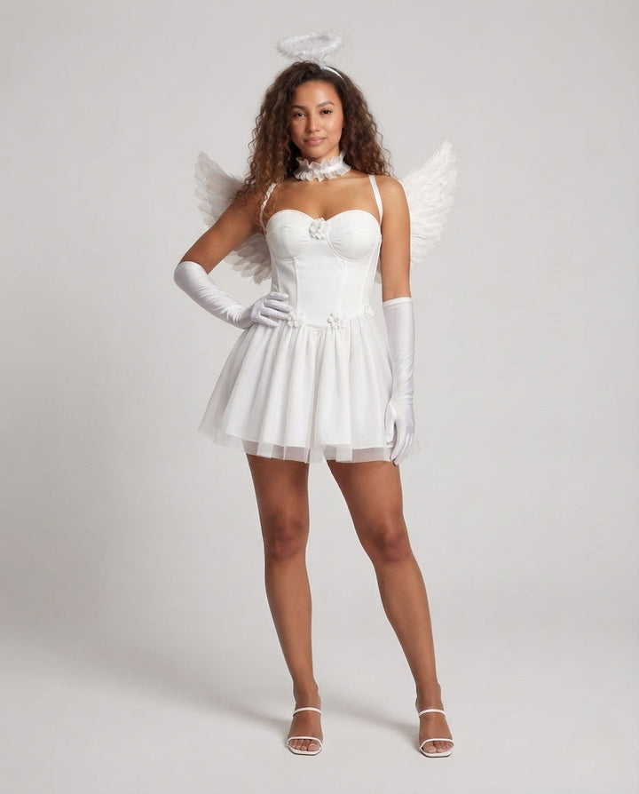 Ladies Devil Costume Dress with Wings and Accessories Mune Fashion