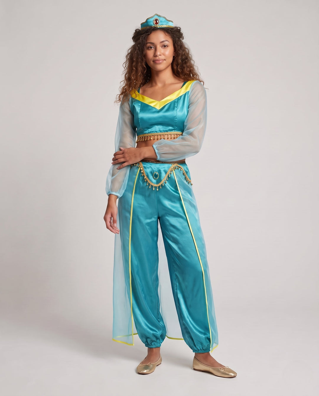 Women's Fairytale Costume with Transparent Sleeves and Sparkling Accents Mune Fashion