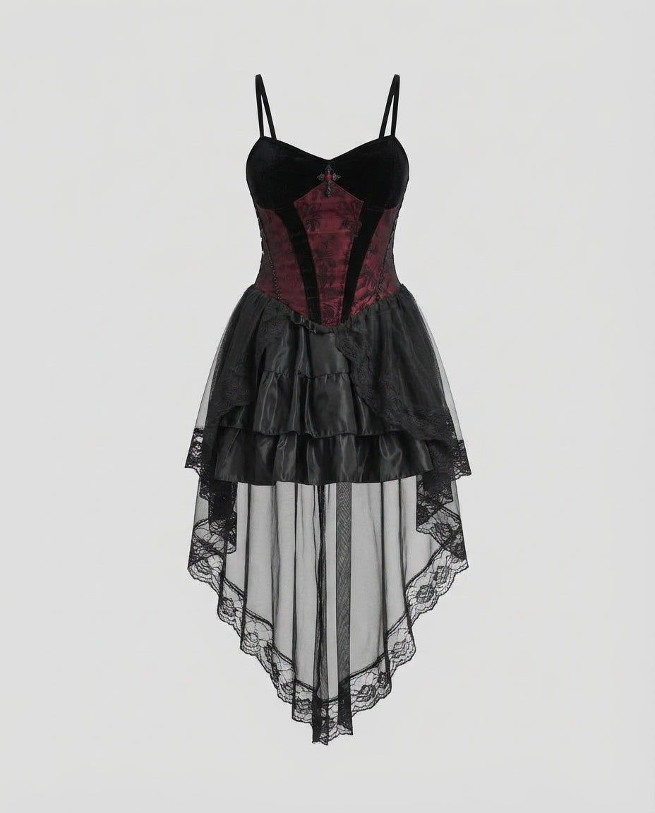 Ladies Vampire Costume with Luxurious Top and Voluminous Skirt Mune Fashion