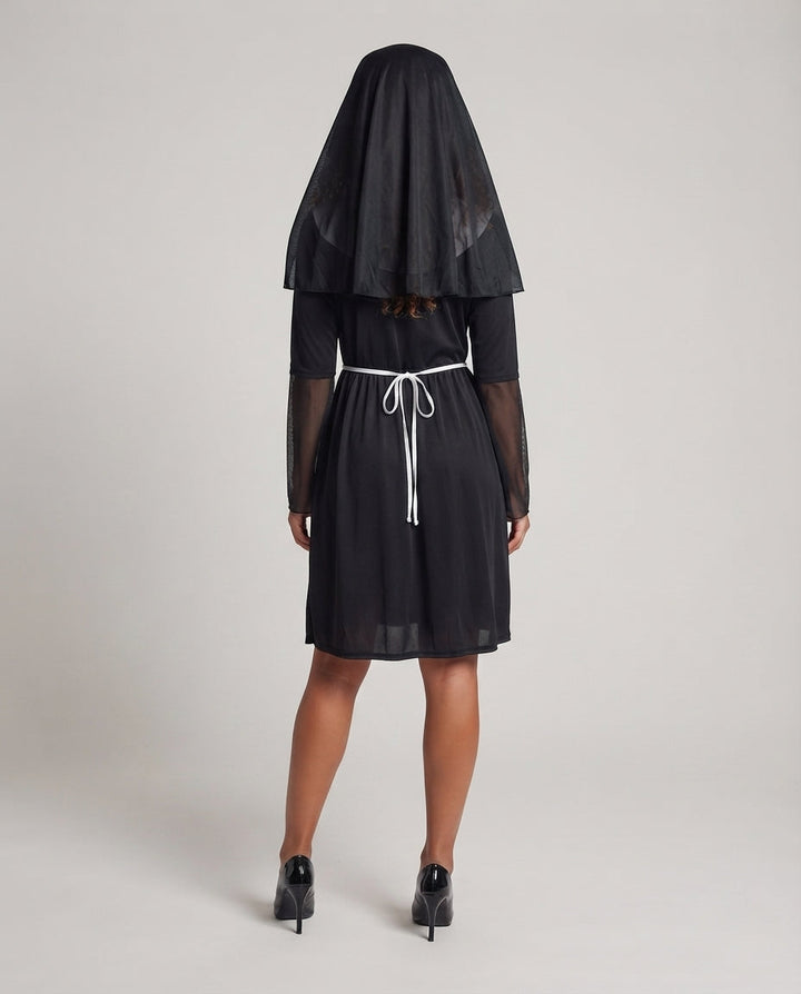Women Nun Costume with Transparent Sleeve Puff Detail Mune Fashion