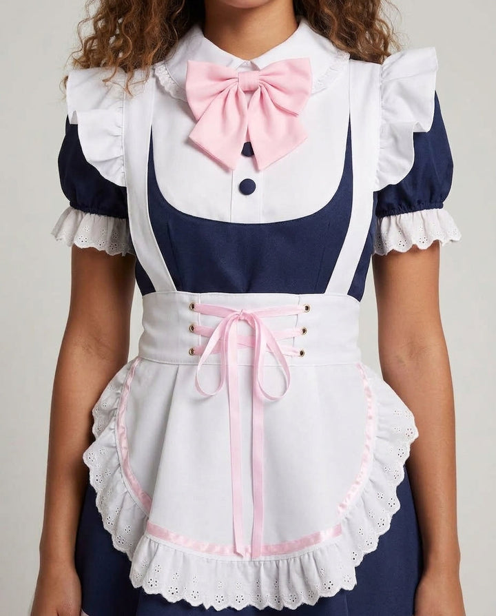 Ladies Maid Dress with Ruffle Details and Hair Accessories Mune Fashion