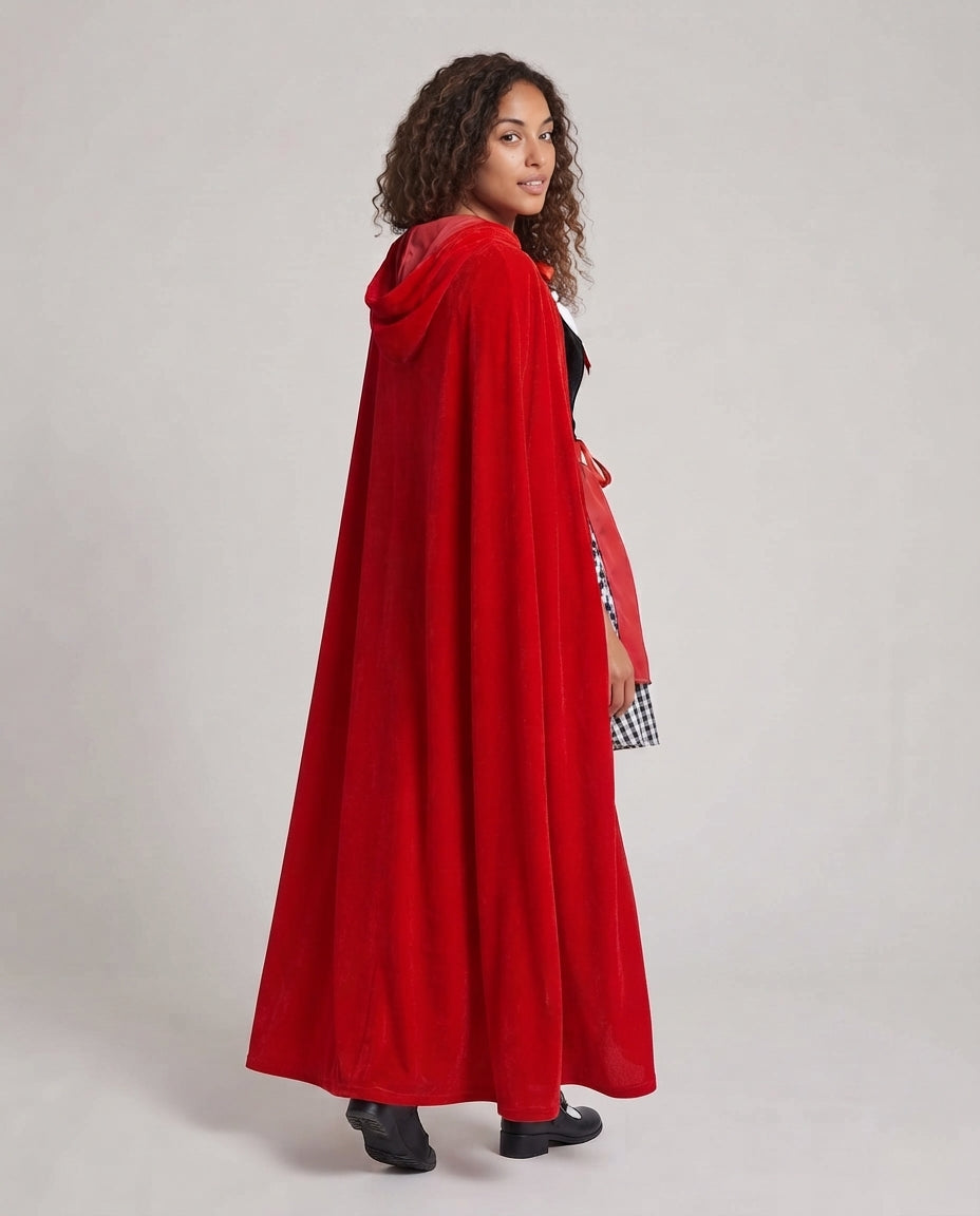 Women's Fairytale Little Red Riding Hood Costume with Shimmering Overlay and Detail-Ornamented Accents Mune Fashion