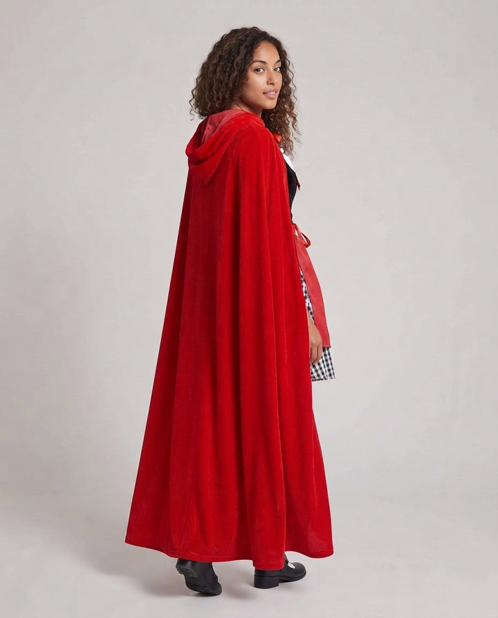 Women's Fairytale Little Red Riding Hood Costume with Shimmering Overlay and Detail-Ornamented Accents Mune Fashion