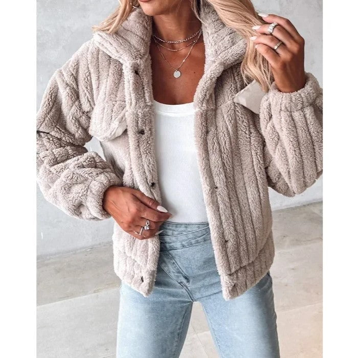 Mune | Women's Teddy Jacket with Oversized Fit and Fold-Down Collar