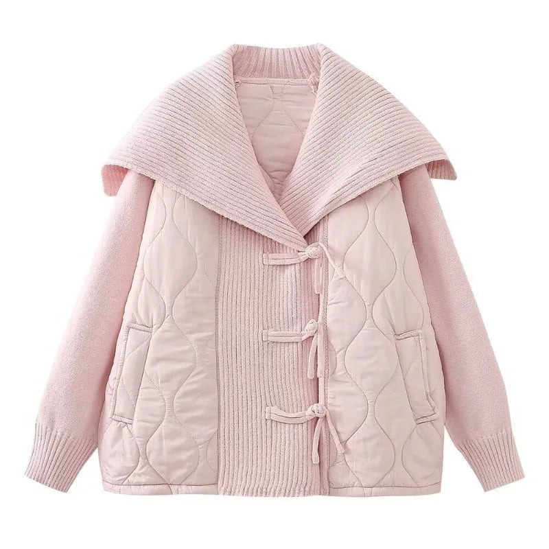 Mune | Women’s Padded Jacket with Ribbed Details and Wide Collar