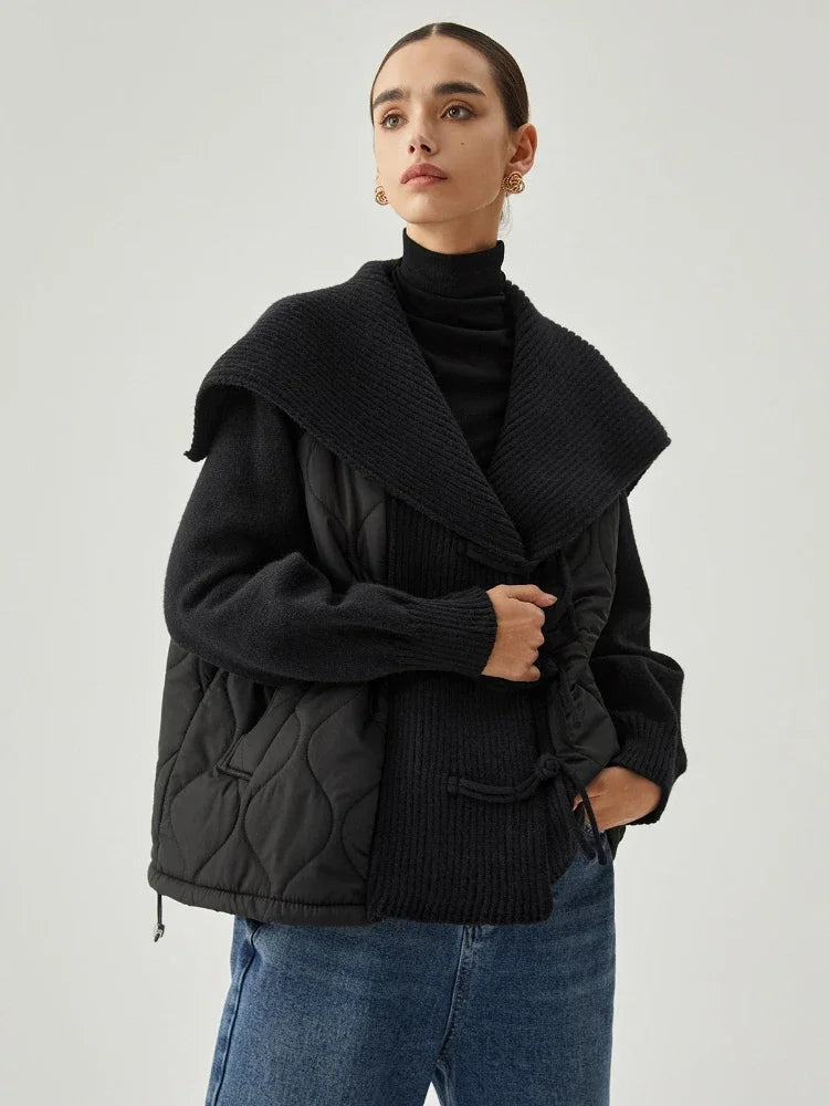 Mune | Women’s Padded Jacket with Ribbed Details and Wide Collar