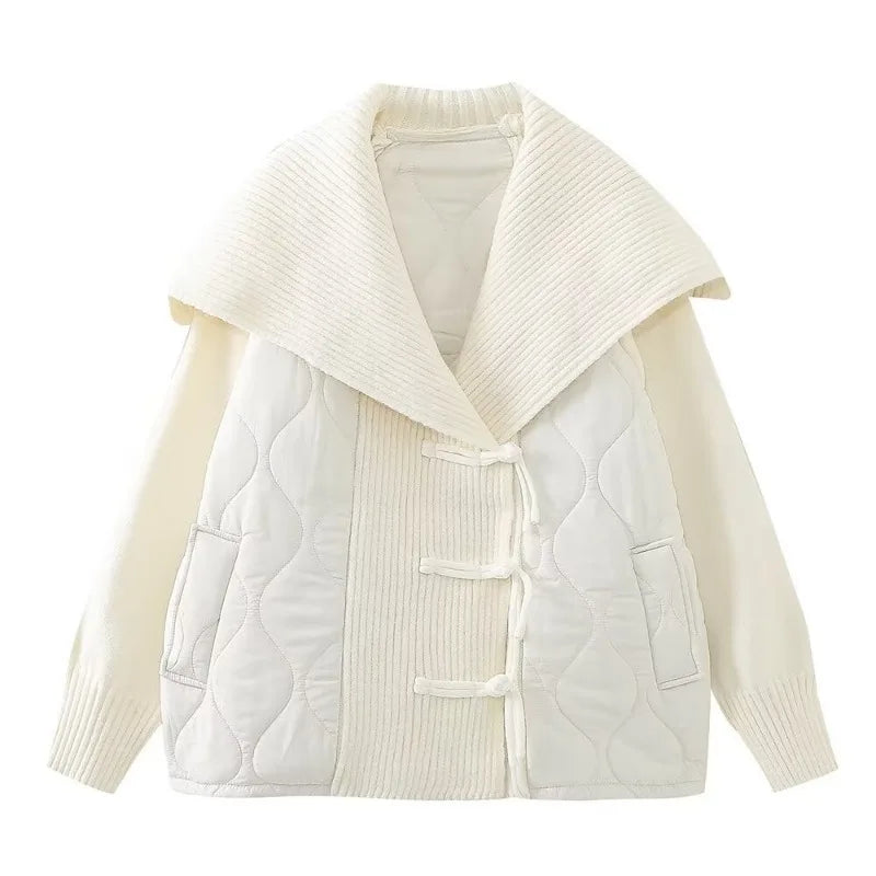 Mune | Women’s Padded Jacket with Ribbed Details and Wide Collar