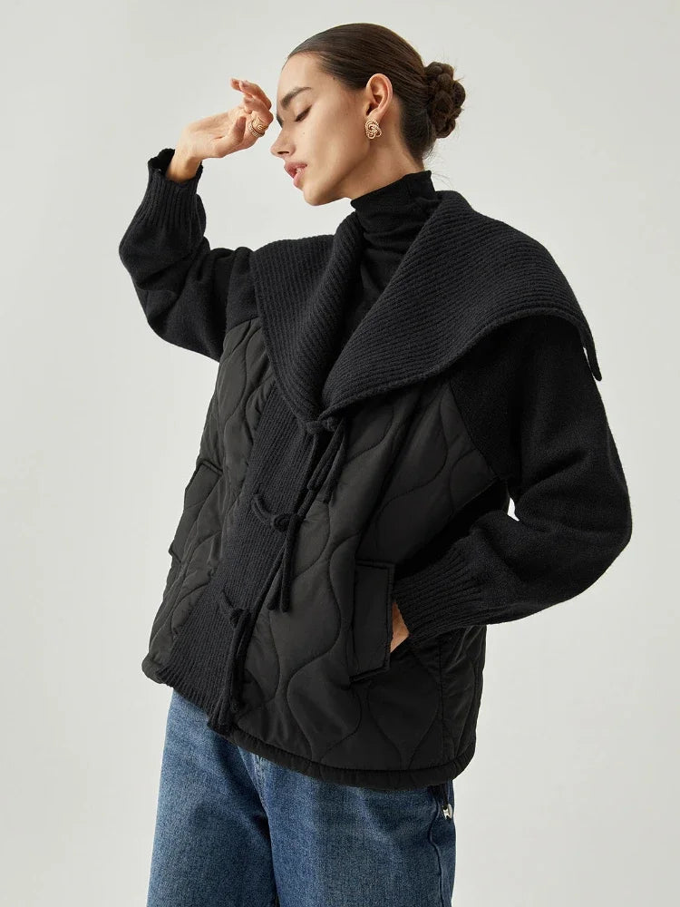 Mune | Women’s Padded Jacket with Ribbed Details and Wide Collar
