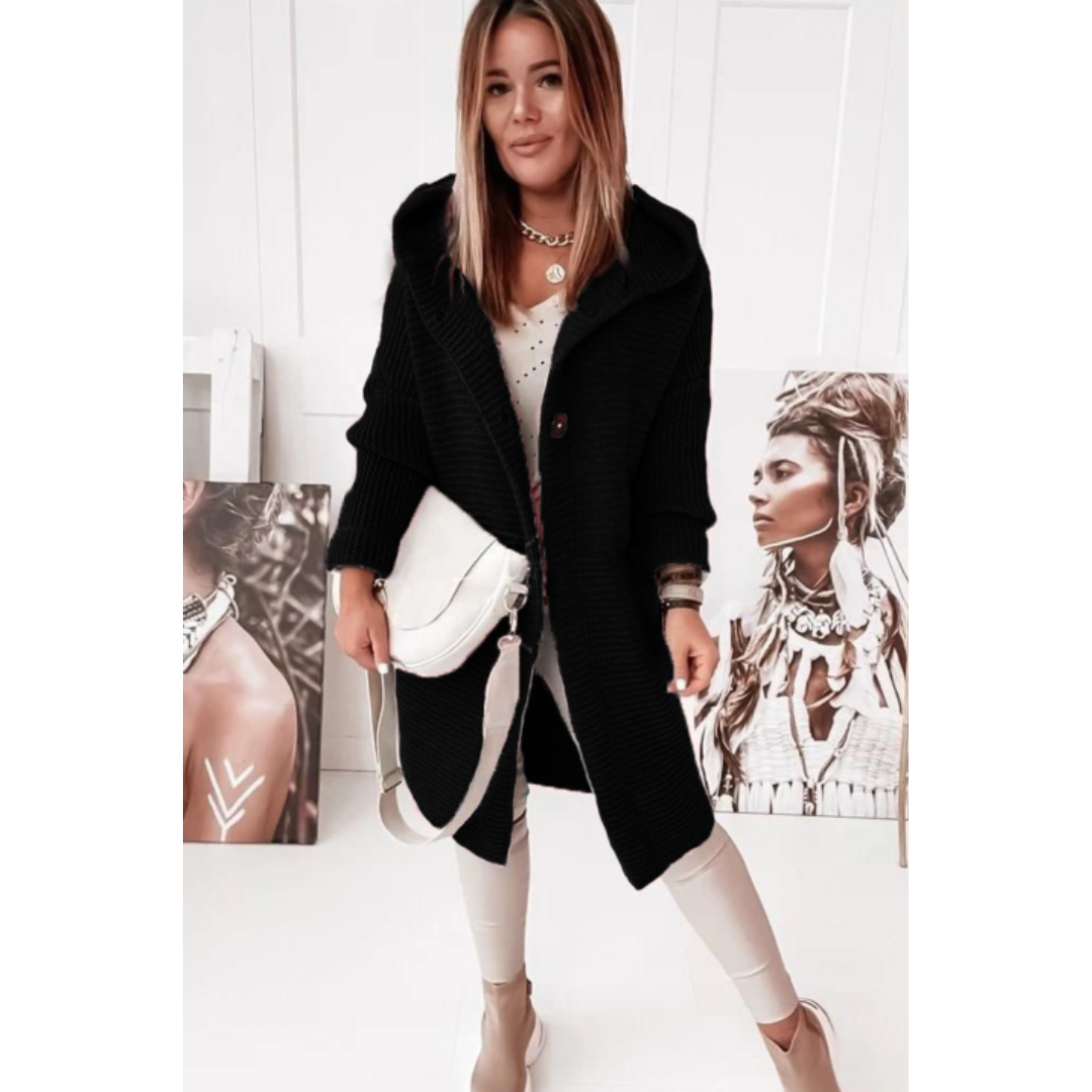 Mune | Women's Oversized Knitted Cardigan with Hood and Long Sleeves