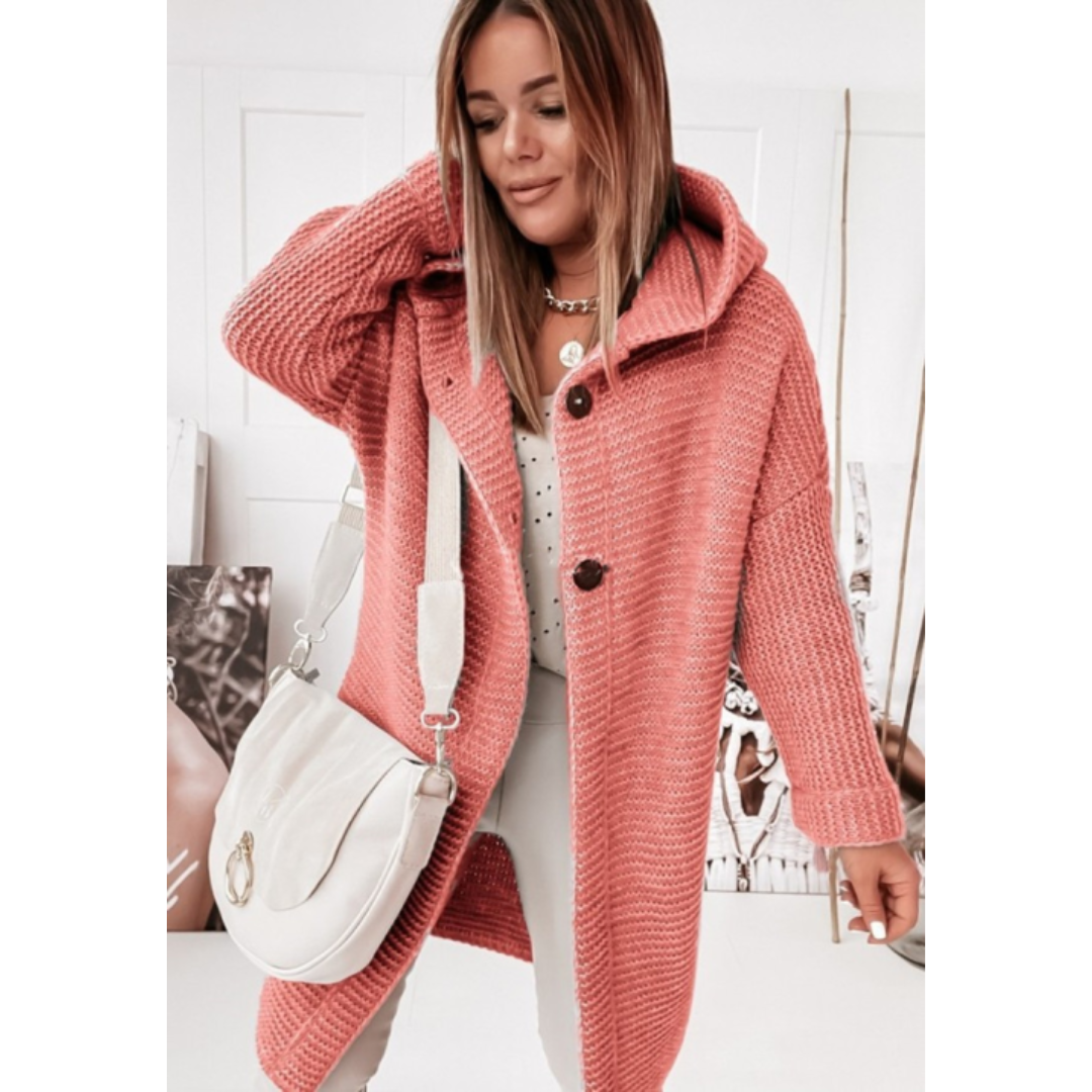 Mune | Women's Oversized Knitted Cardigan with Hood and Long Sleeves