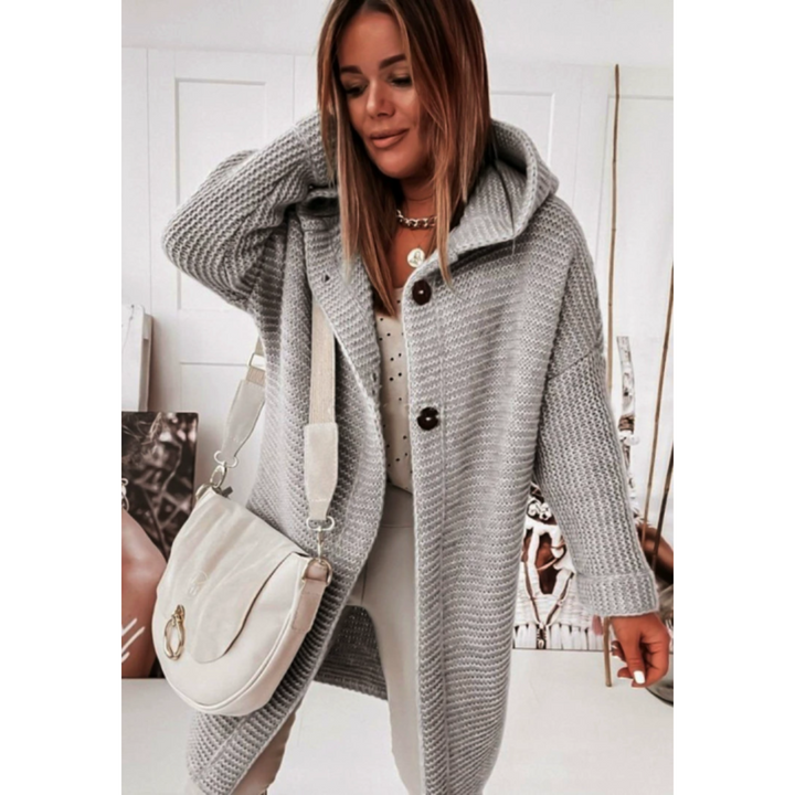 Mune | Women's Oversized Knitted Cardigan with Hood and Long Sleeves