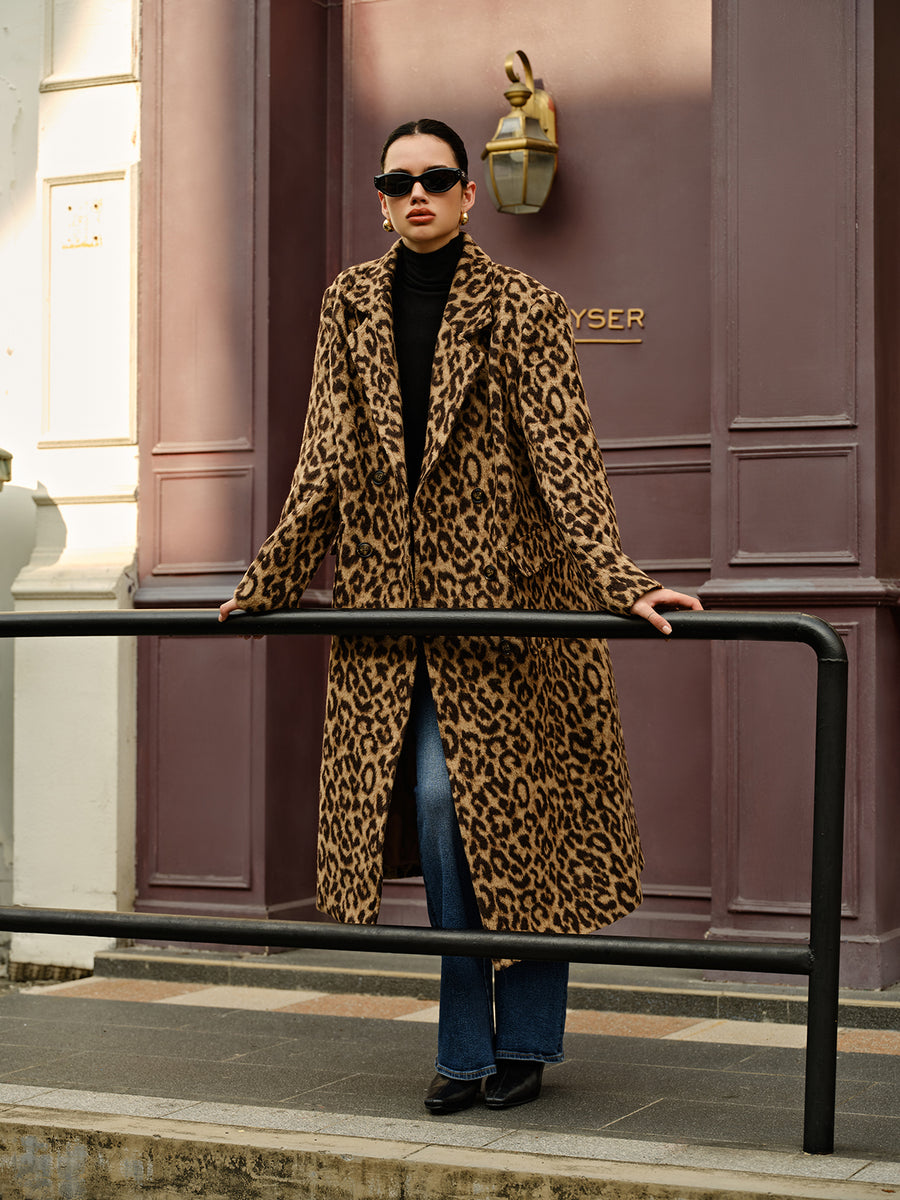 Mune | Women's Long Winter Jacket with Leopard Print and Soft Warm Fabric