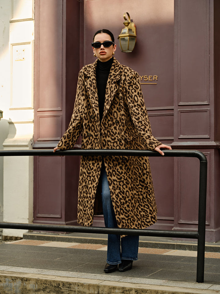 Mune | Women's Long Winter Jacket with Leopard Print and Soft Warm Fabric