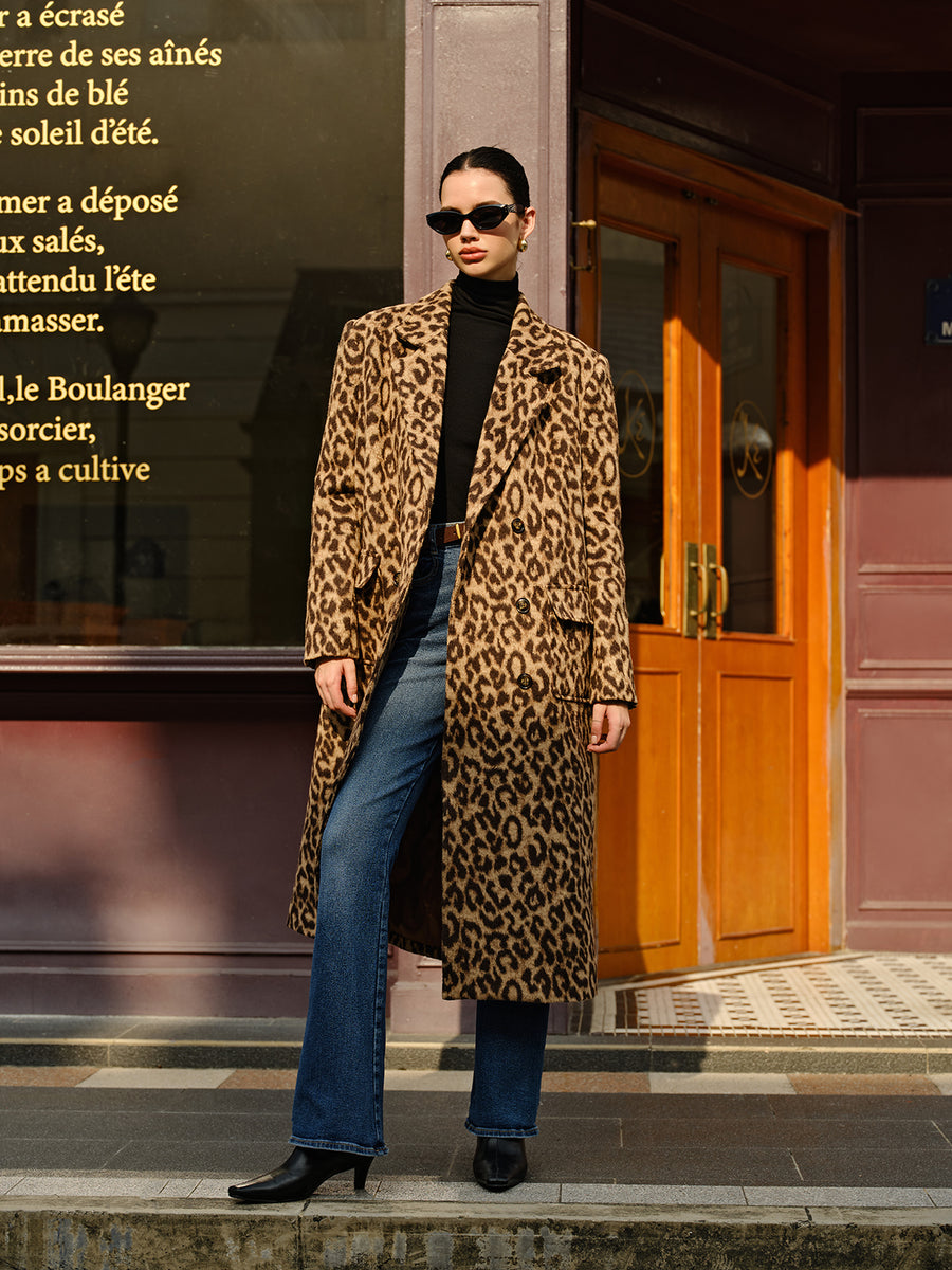 Mune | Women's Long Winter Jacket with Leopard Print and Soft Warm Fabric