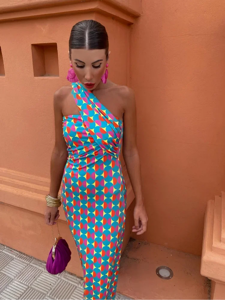 Stylish Women’s One-Shoulder Printed Dress