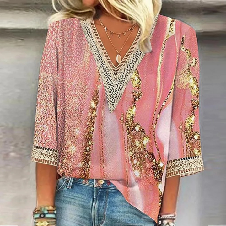 Mune | Shiny Women's V-Neck Blouse