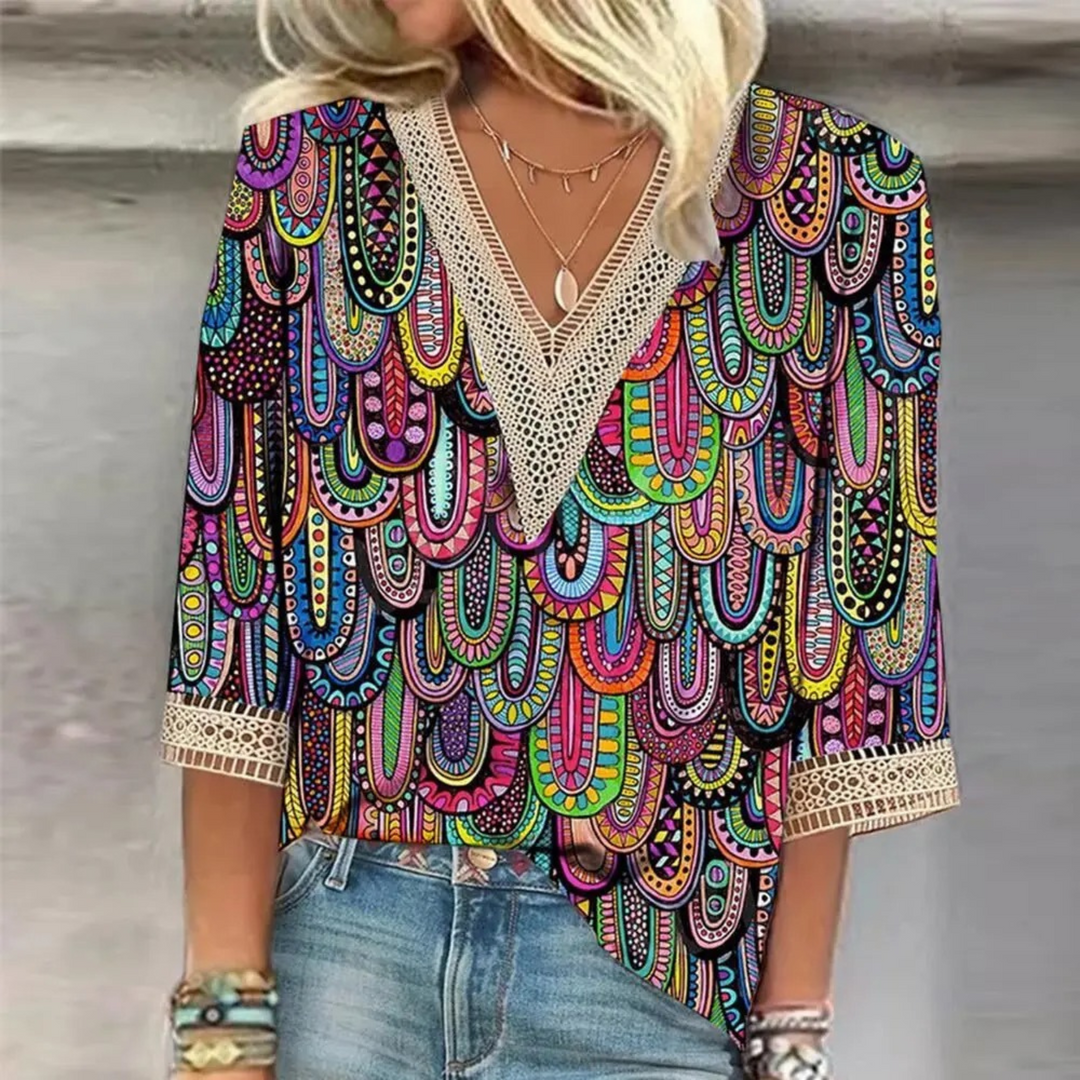 Mune | Shiny Women's V-Neck Blouse
