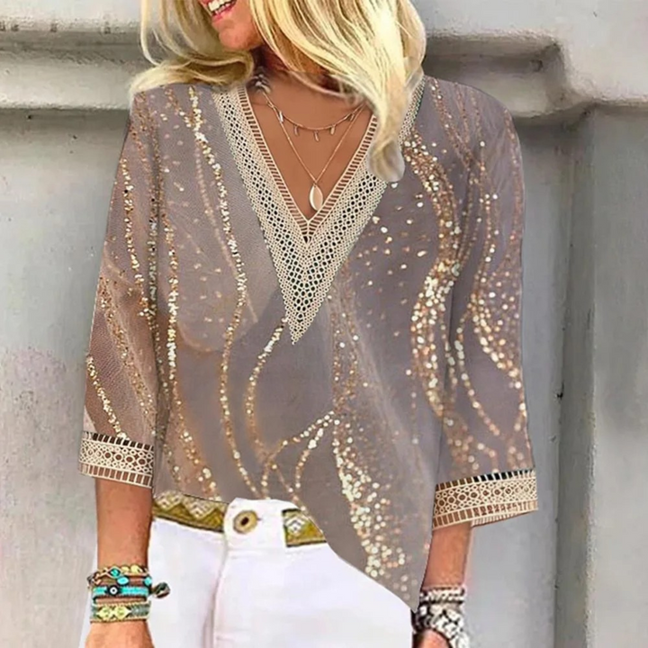 Mune | Shiny Women's V-Neck Blouse