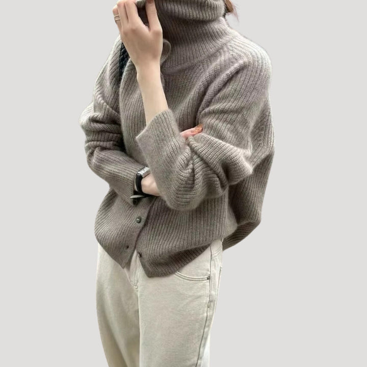Mune | Women's Chunky Knit Cardigan with Button Closure and Long Sleeves