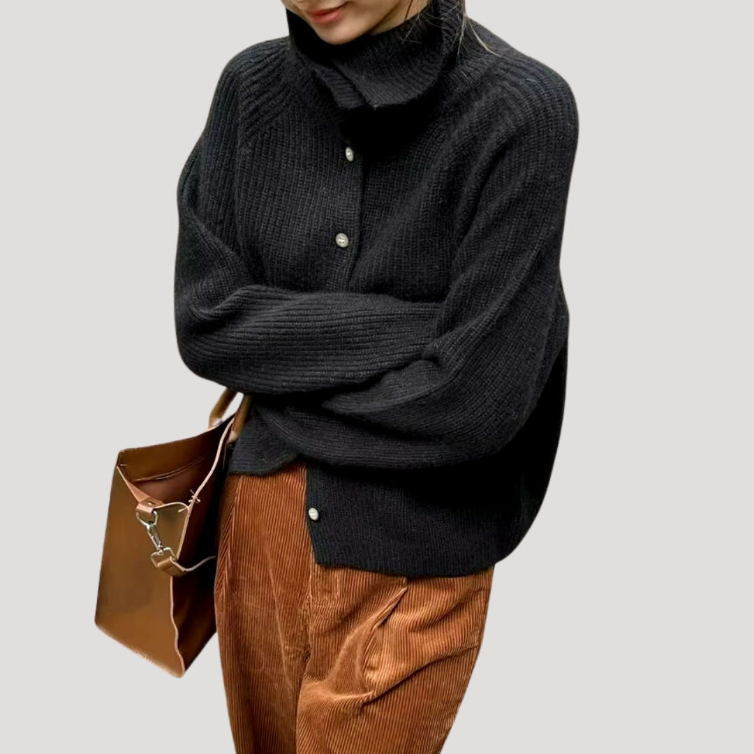 Mune | Women's Chunky Knit Cardigan with Button Closure and Long Sleeves