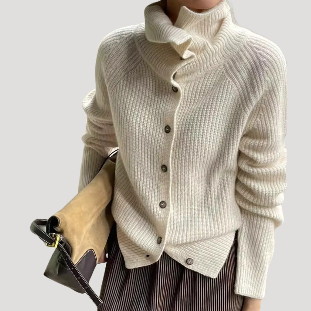 Mune | Women's Chunky Knit Cardigan with Button Closure and Long Sleeves