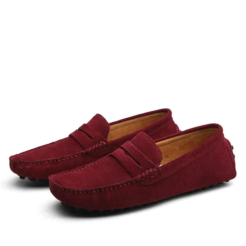 Suede loafers in Italian style