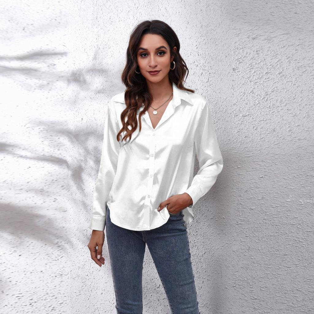 Women’s Casual Workwear Loose Fit Satin Blouses