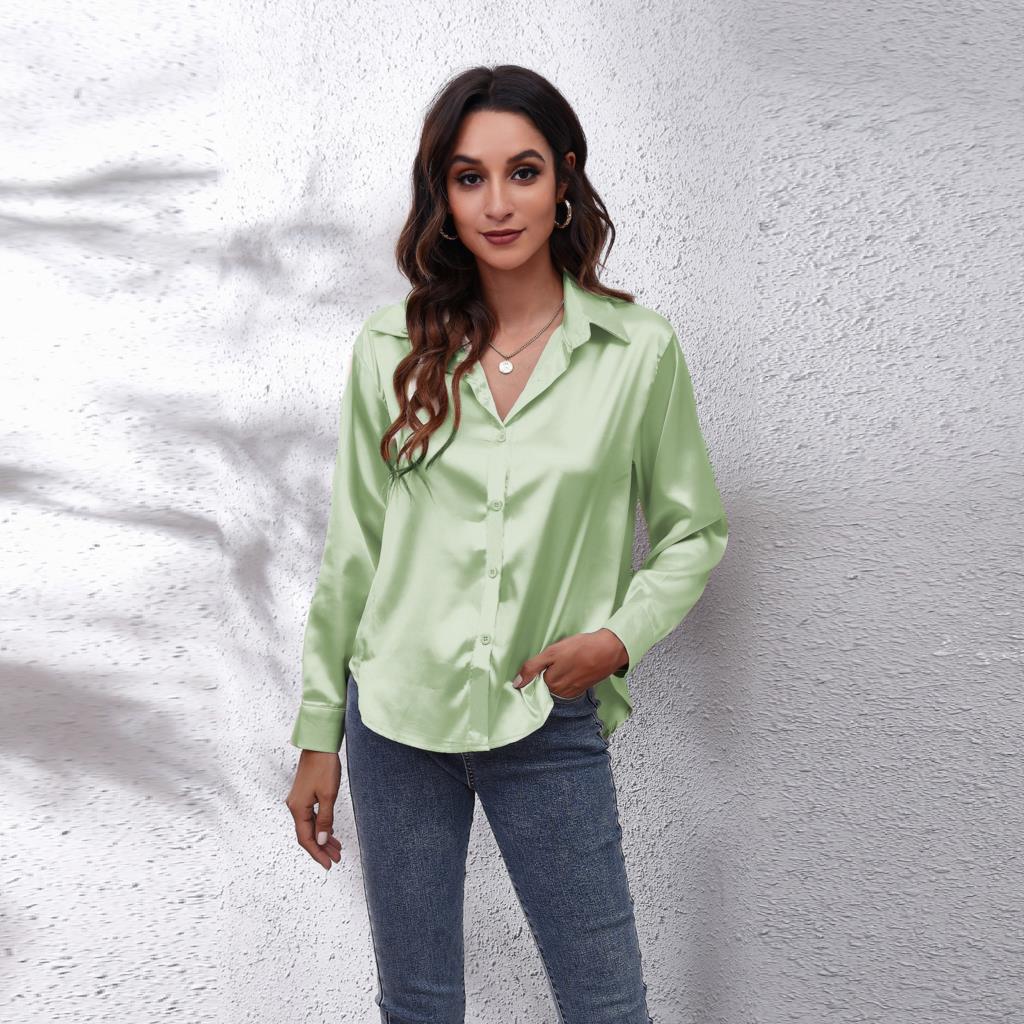 Women’s Casual Workwear Loose Fit Satin Blouses