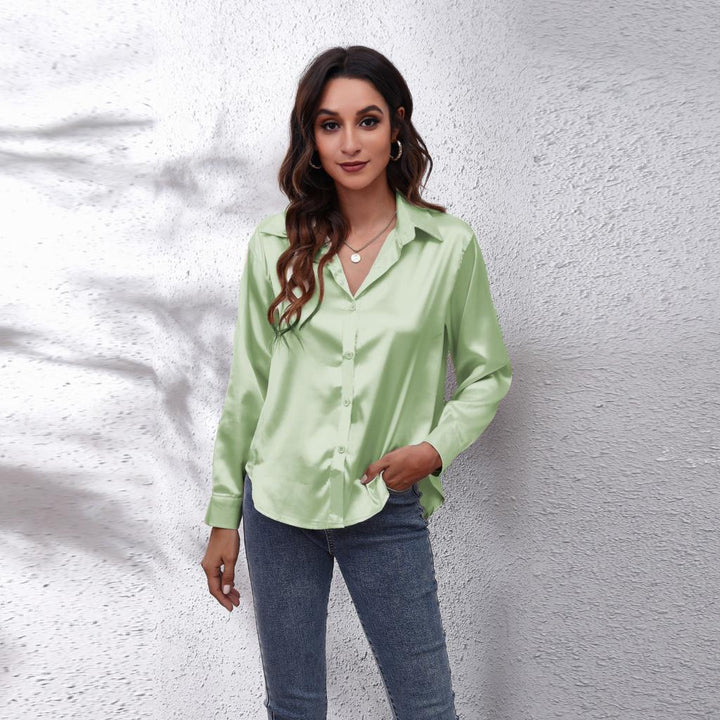 Women’s Casual Workwear Loose Fit Satin Blouses