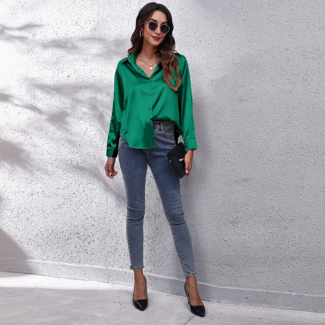 Women’s Casual Workwear Loose Fit Satin Blouses