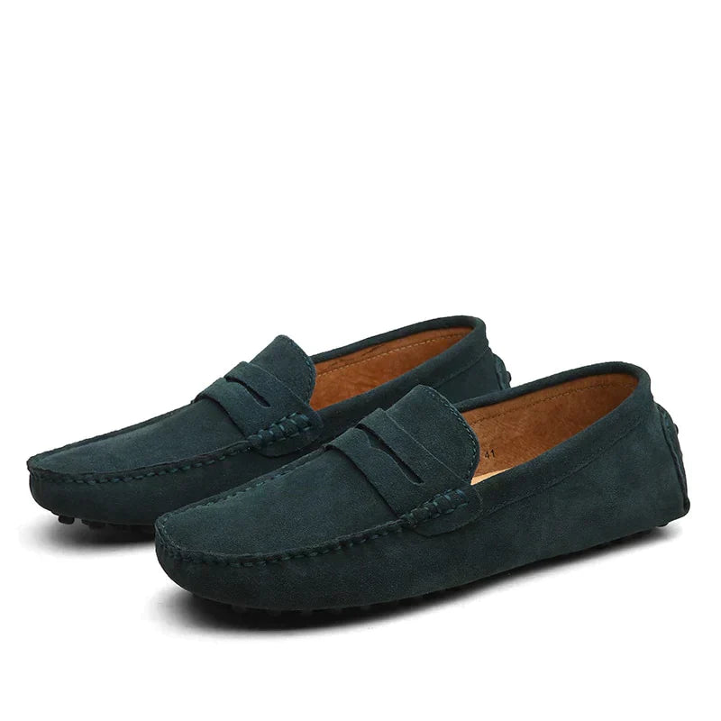 Suede loafers in Italian style