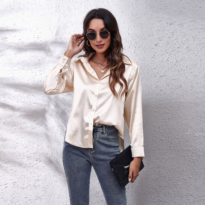 Women’s Casual Workwear Loose Fit Satin Blouses