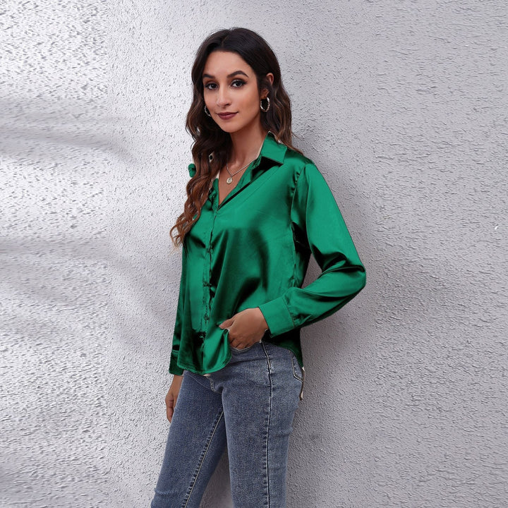 Women’s Casual Workwear Loose Fit Satin Blouses