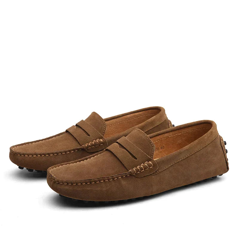 Suede loafers in Italian style