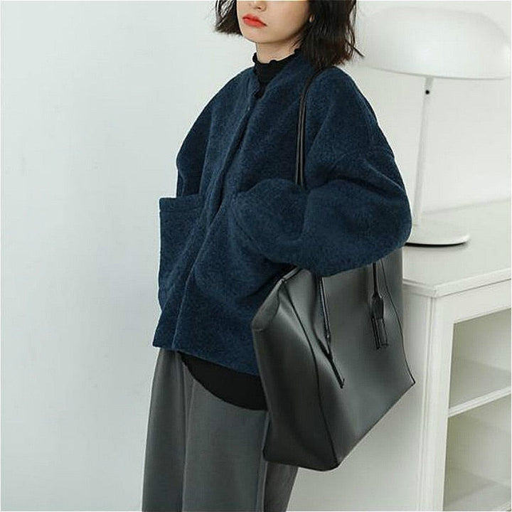 Mune | Casual Long Sleeve Pockets Blue Jacket