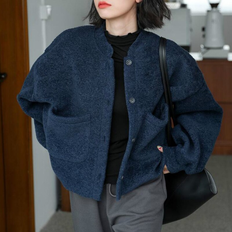 Mune | Casual Long Sleeve Pockets Blue Jacket
