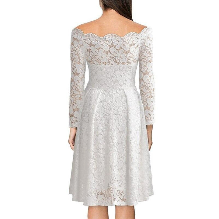 Mune | Lace Dress with Slit At The Neckline and Sleeves