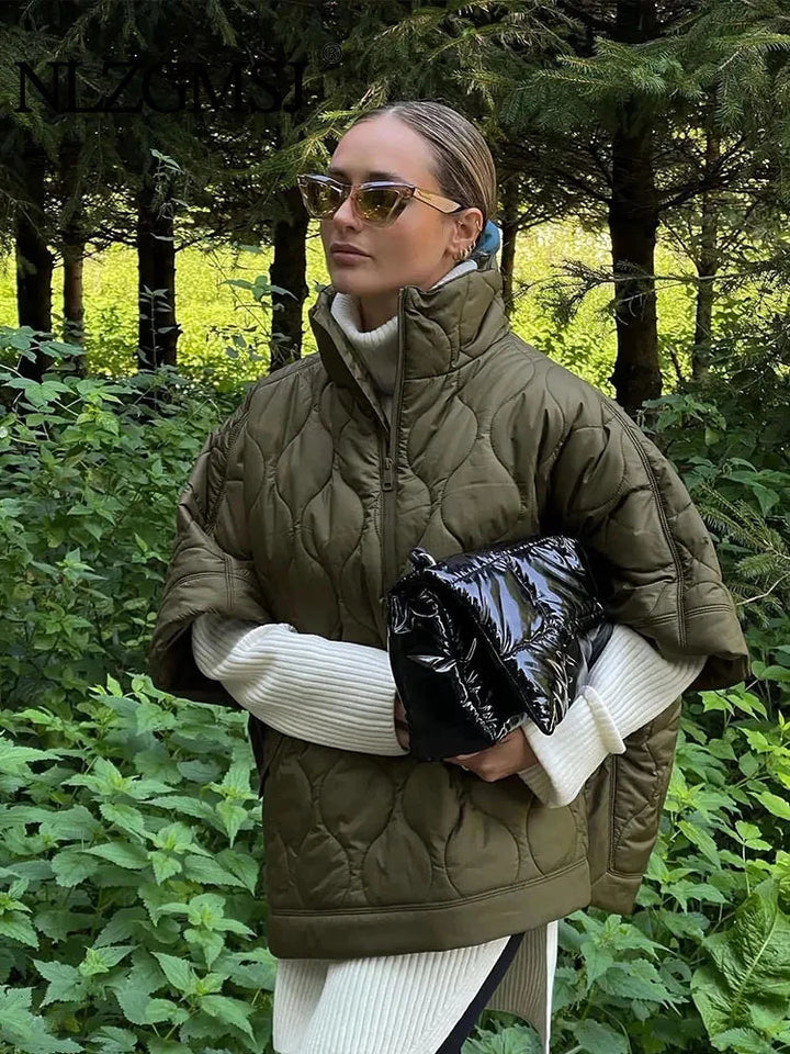 Mune | Women's Padded Winter Jacket with Short Sleeves and High Collar
