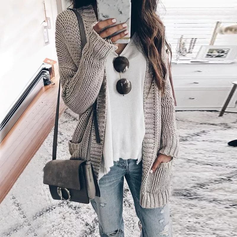 Mune | Women's Knit Cardigan with Long Sleeves and Pockets