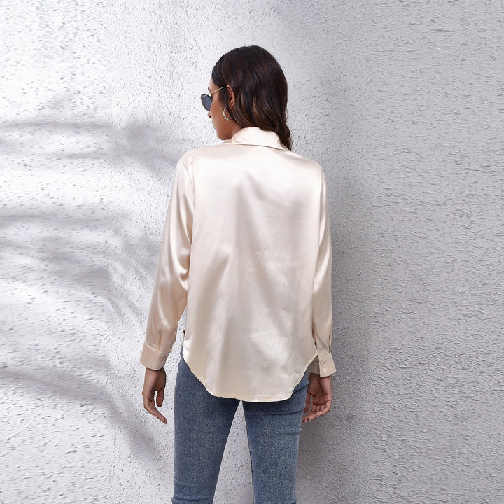 Women’s Casual Workwear Loose Fit Satin Blouses