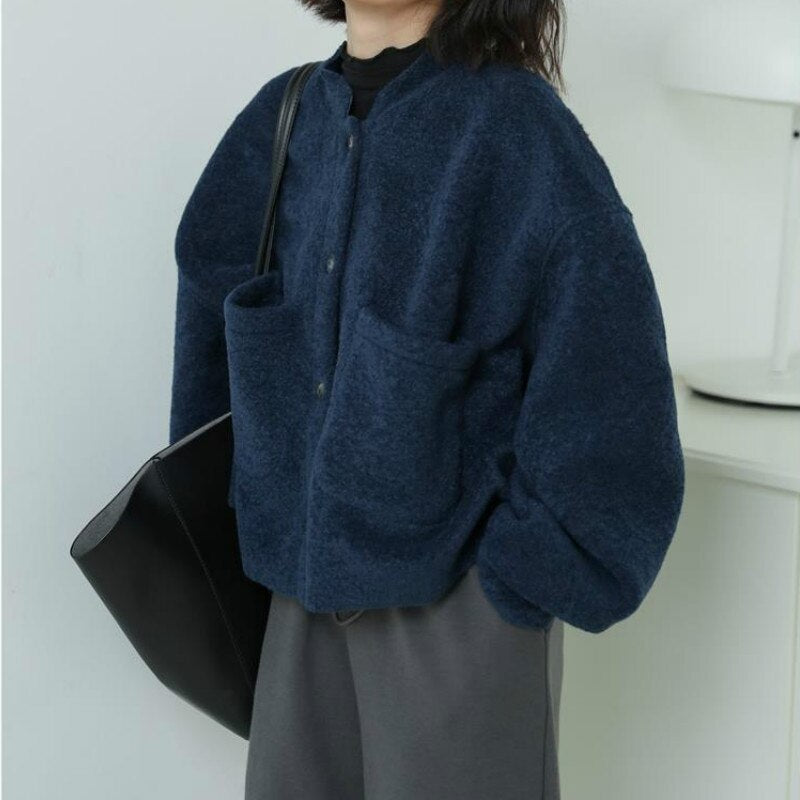 Mune | Casual Long Sleeve Pockets Blue Jacket