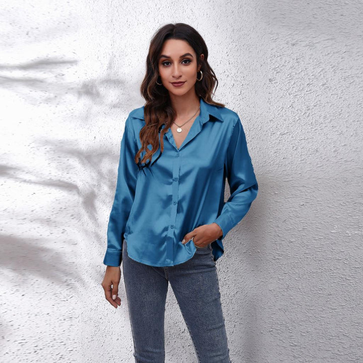 Women’s Casual Workwear Loose Fit Satin Blouses