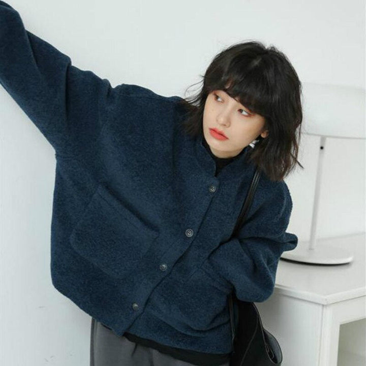 Mune | Casual Long Sleeve Pockets Blue Jacket