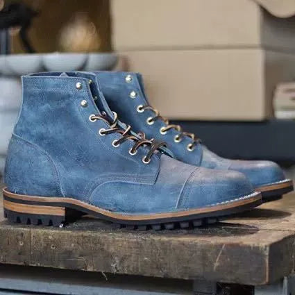 Mune | Ankle boots - leather look with lacing and captoe