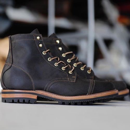 Mune | Ankle boots - leather look with lacing and captoe