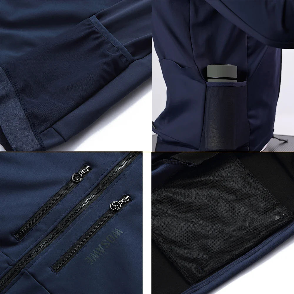 Mune | Men's Cycling Jacket - Windproof Thermal Fleece Jacket with Reflective Details & Multiple Pockets