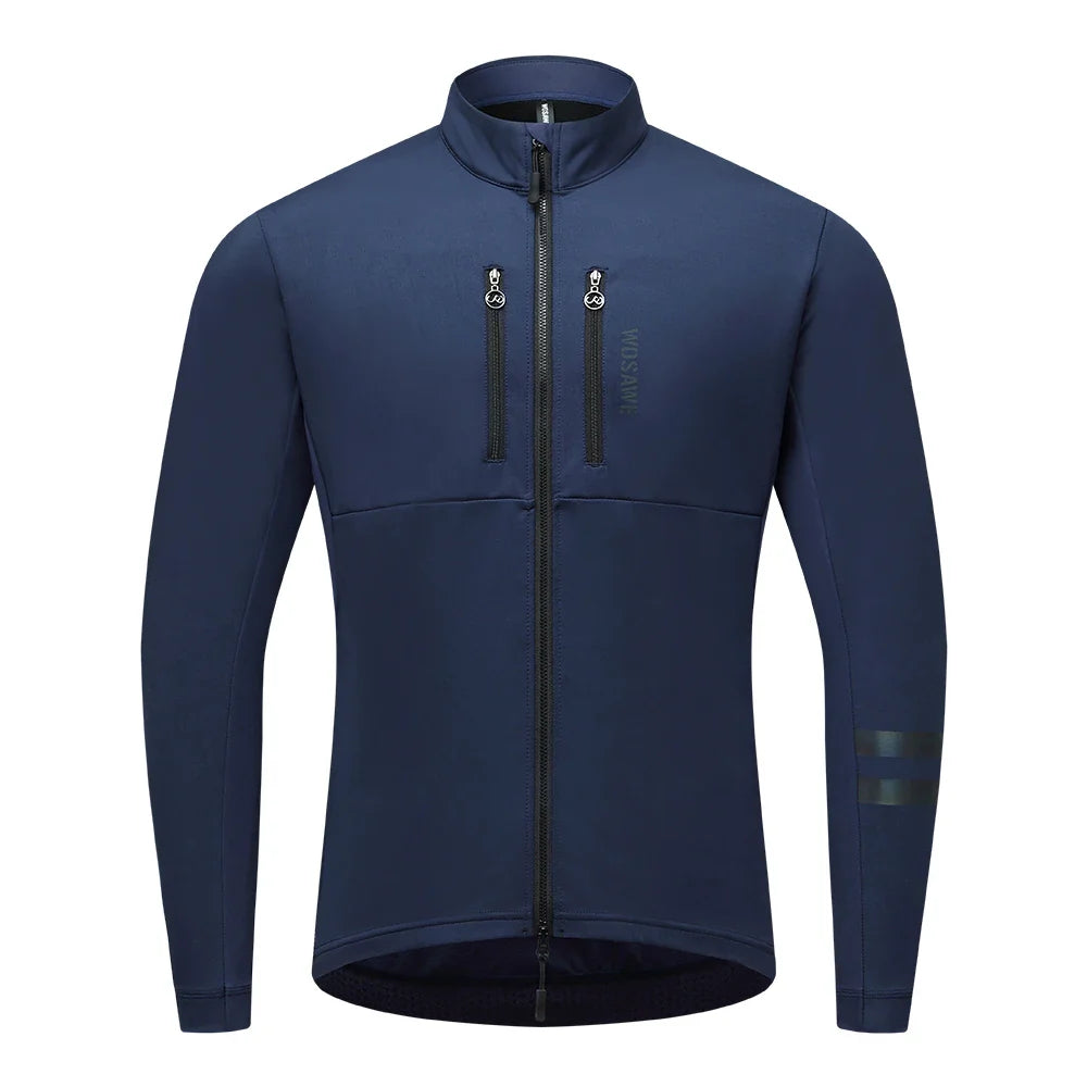 Mune | Men's Cycling Jacket - Windproof Thermal Fleece Jacket with Reflective Details & Multiple Pockets