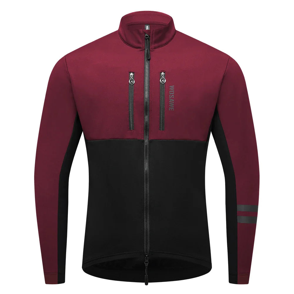 Mune | Men's Cycling Jacket - Windproof Thermal Fleece Jacket with Reflective Details & Multiple Pockets